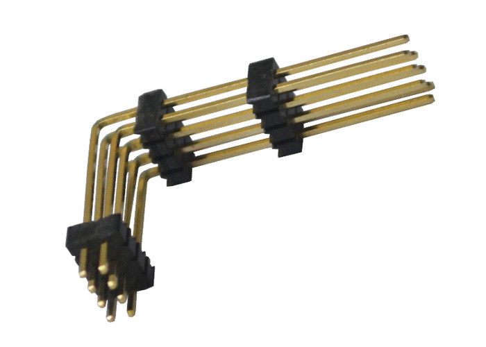 Conector 1.27mm do encabeçamento do Pin do preto 8 dois plástico do ângulo direito três da fileira
