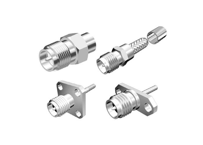 Ohm de bronze RoHS do conector coaxial 50 do cobre da braçadeira do conector macho de SMA complacente