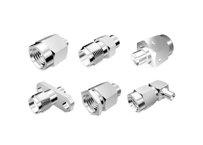 Ohm de bronze RoHS do conector coaxial 50 do cobre da braçadeira do conector macho de SMA complacente