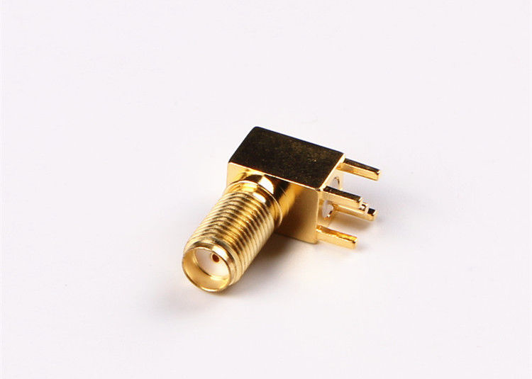 Peso leve do conector coaxial do RF da solda da tomada masculina do conector do ângulo direito SMA