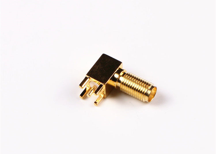 Peso leve do conector coaxial do RF da solda da tomada masculina do conector do ângulo direito SMA