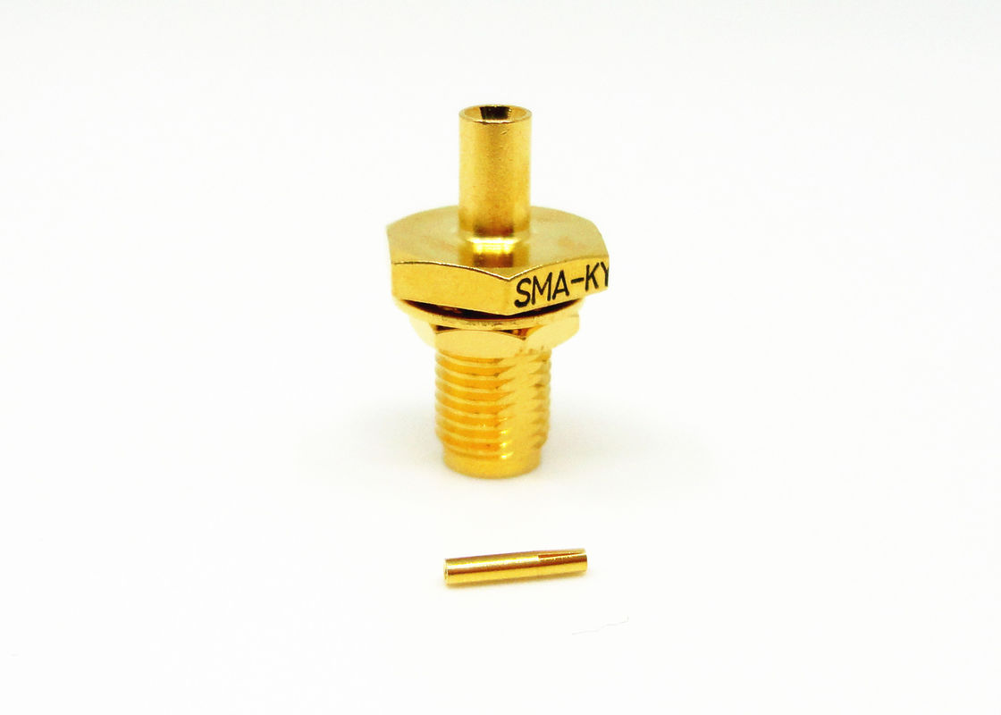 Ouro fêmea seguro alto do conector de cabo do RF SMA do anteparo chapeado para o cabo 086
