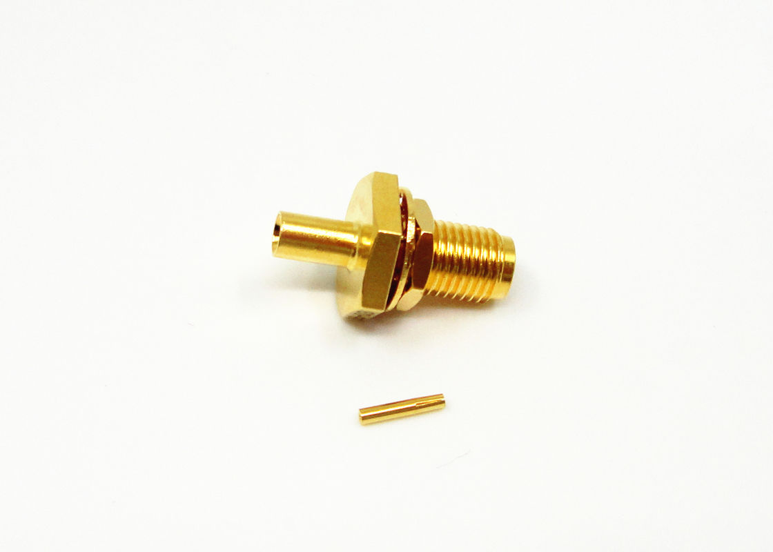 Ouro fêmea seguro alto do conector de cabo do RF SMA do anteparo chapeado para o cabo 086