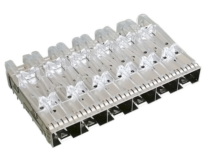 Porto múltiplo do conector 1x6 da gaiola de SFP do soquete de SFP do ajuste de imprensa com mola do dedo do IEM